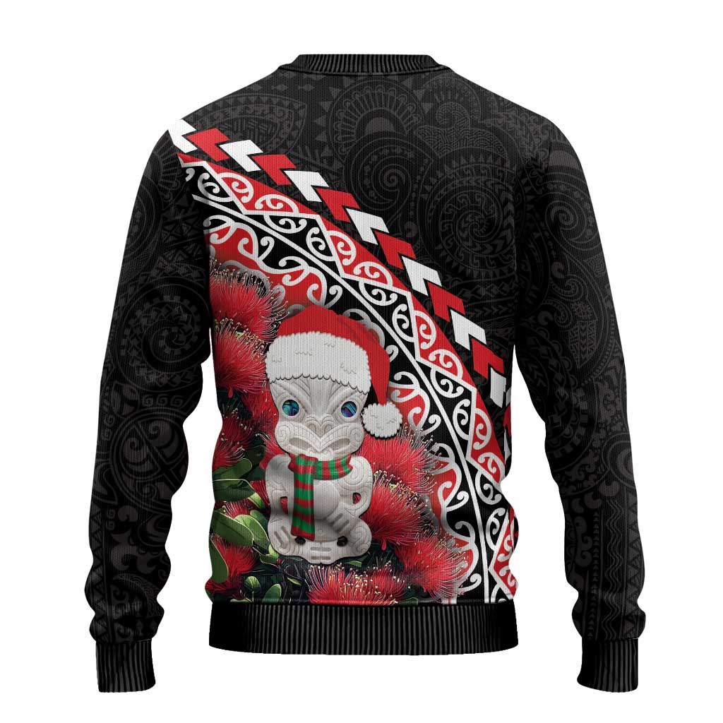 Christmas Meri Kirihimete Ugly Christmas Sweater Santa Hei Tiki Pohutukawa