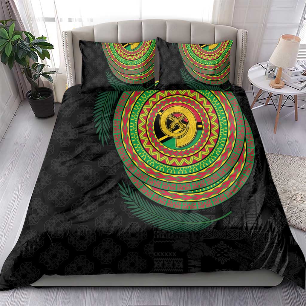 Vanuatu Tribal Tattoo with Namele Leaves Bedding Set