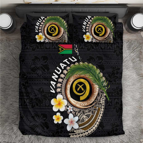 Vanuatu Independence Day Bedding Set Melanesian Tribal Pig Tusk with Tropical Plants