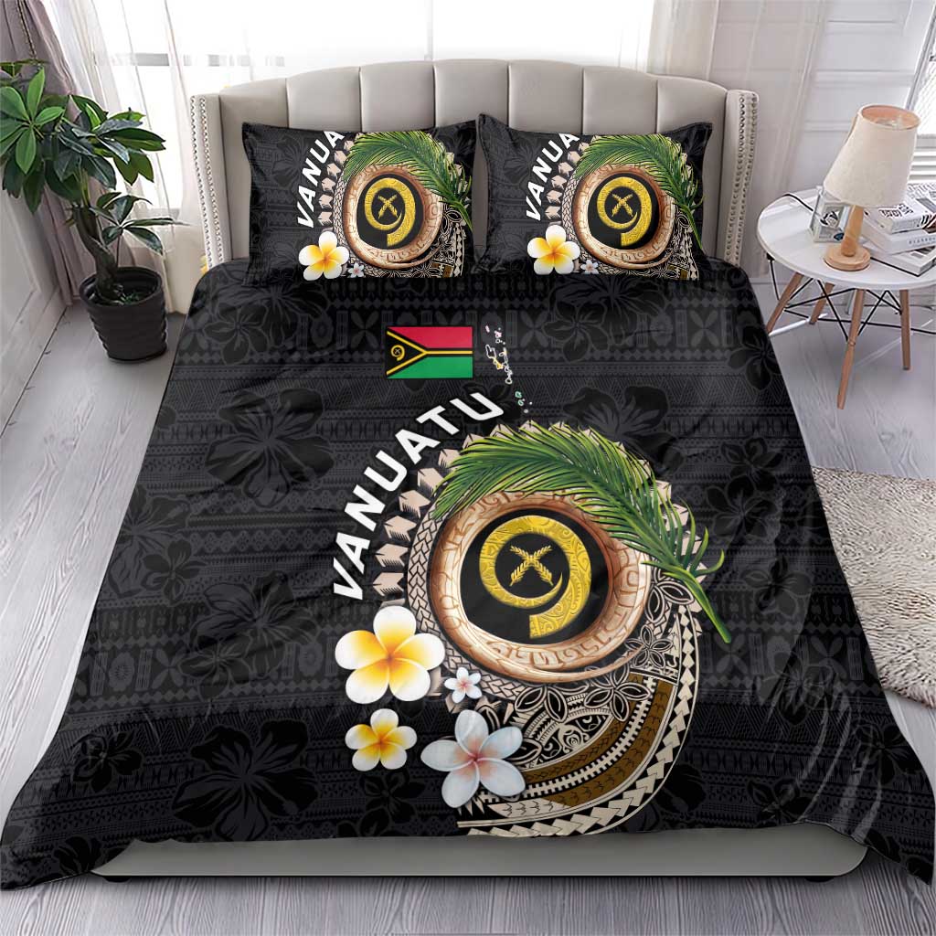 Vanuatu Independence Day Bedding Set Melanesian Tribal Pig Tusk with Tropical Plants