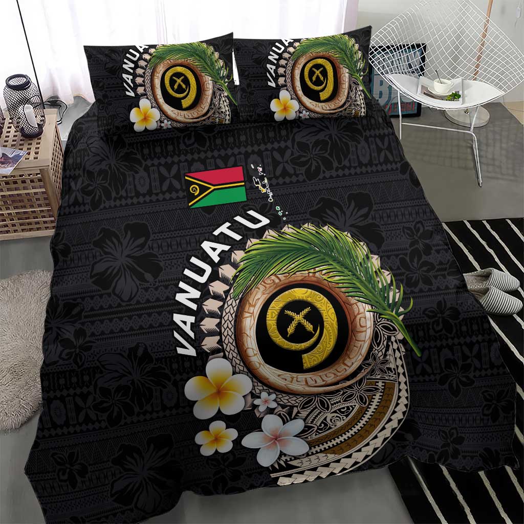 Vanuatu Independence Day Bedding Set Melanesian Tribal Pig Tusk with Tropical Plants