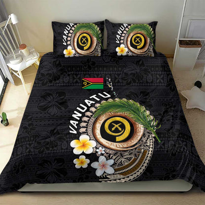 Vanuatu Independence Day Bedding Set Melanesian Tribal Pig Tusk with Tropical Plants