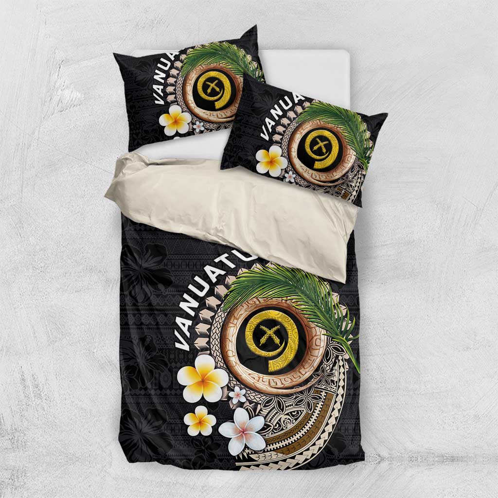 Vanuatu Independence Day Bedding Set Melanesian Tribal Pig Tusk with Tropical Plants