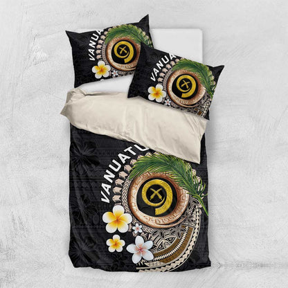 Vanuatu Independence Day Bedding Set Melanesian Tribal Pig Tusk with Tropical Plants