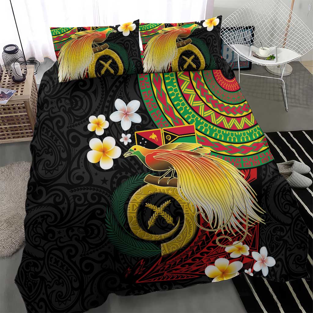 Vanuatu and Papua New Guinea Together Bedding Set Bird-of-paradise and Pig Tusk Melanesian Pattern