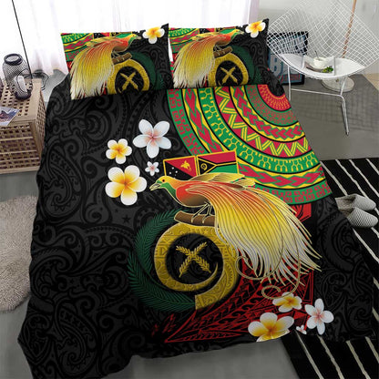 Vanuatu and Papua New Guinea Together Bedding Set Bird-of-paradise and Pig Tusk Melanesian Pattern
