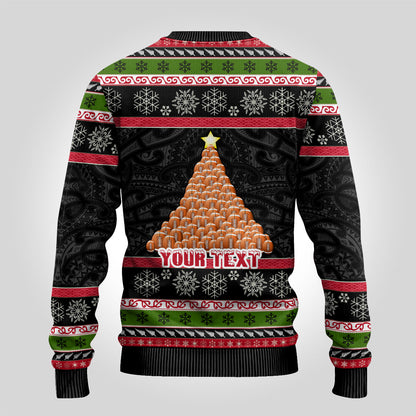 Christmas Ugly Christmas Sweater Maori Warrior with Rugby Christmas Tree