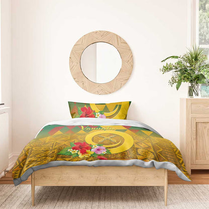 Melanesian Vanuatu Bedding Set With Tapa Tribal Pattern and Triangle Geometric Tricolor - Polynesian Pride