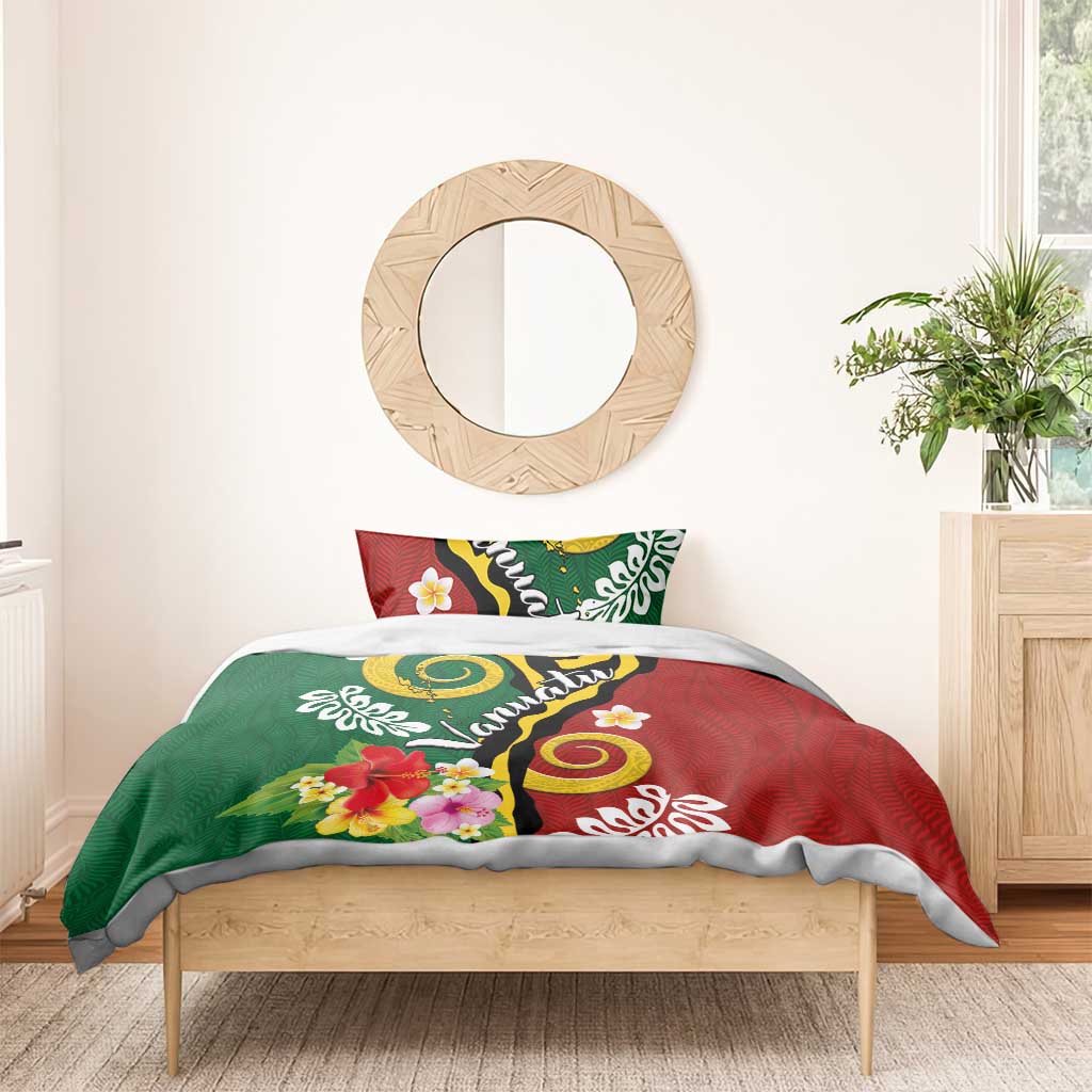 Melanesian Vanuatu Tribal Boar Tusk Bedding Set Tropical Plants and Namele Motifs - Polynesian Pride