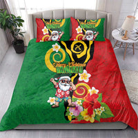 Vanuatu Christmas Bedding Set Funny Santa with Namele and Boar Tusk Tribal - Polynesian Pride