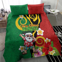 Vanuatu Christmas Bedding Set Funny Santa with Namele and Boar Tusk Tribal - Polynesian Pride