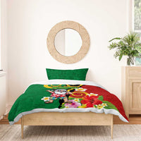 Vanuatu Christmas Bedding Set Funny Santa with Namele and Boar Tusk Tribal - Polynesian Pride