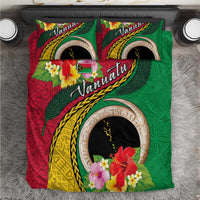 Vanuatu Tribal Boar Tusk Bedding Set Tropical Plants with Namele and Melanesian Pattern