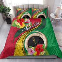 Vanuatu Tribal Boar Tusk Bedding Set Tropical Plants with Namele and Melanesian Pattern