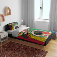 Vanuatu Tribal Boar Tusk Bedding Set Tropical Plants with Namele and Melanesian Pattern