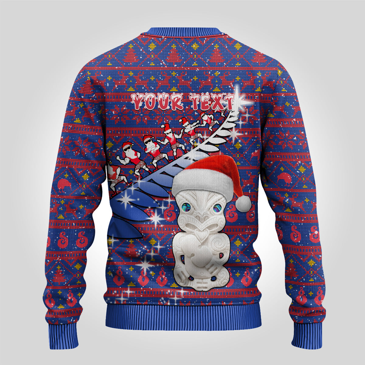 Christmas Ugly Christmas Sweater Haka Fern Santa Tiki Meri Kirihimete