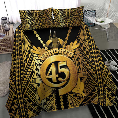Vanuatu 45th Anniversary Of Independence Bedding Set Gold Style - Polynesian Pride