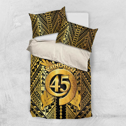 Vanuatu 45th Anniversary Of Independence Bedding Set Gold Style - Polynesian Pride
