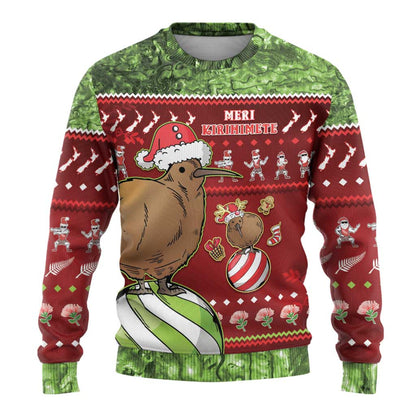 Kiwi Christmas Ugly Christmas Sweater Paua Shell Glitter Green