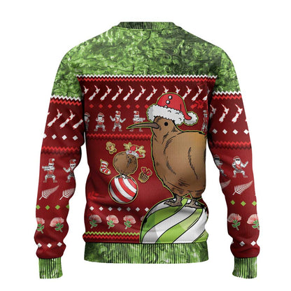 Kiwi Christmas Ugly Christmas Sweater Paua Shell Glitter Green