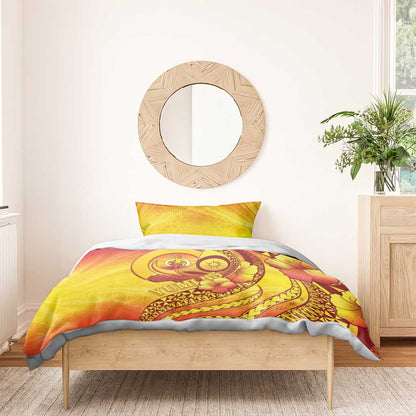 Vanuatu 45 Yia Indipendens Anivesari Bedding Set Tamtam Drum With Boar Tusk - Polynesian Pride