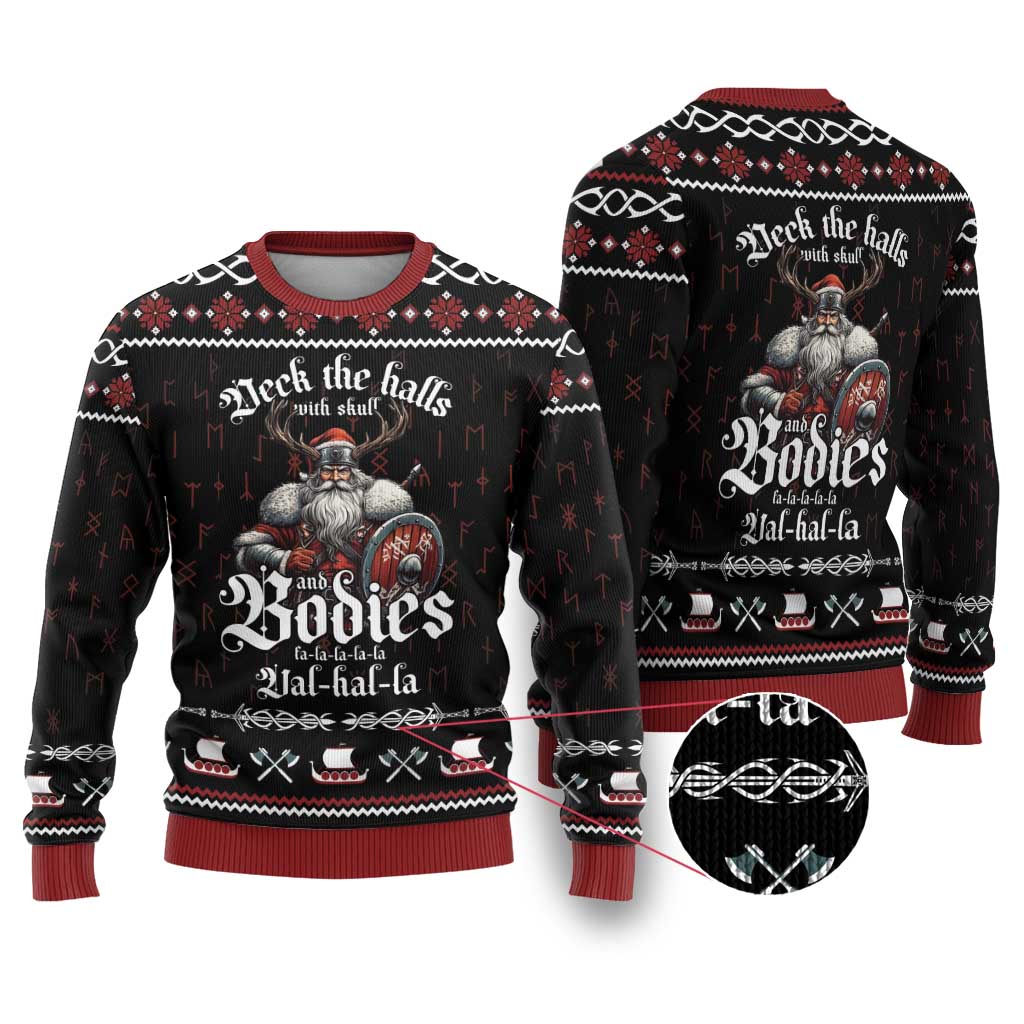 Funny Viking Christmas Ugly Christmas Sweater Falalalala Valhalla LT05 - Wonder Print Shop