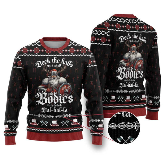 Funny Viking Christmas Ugly Christmas Sweater Falalalala Valhalla LT05 - Wonder Print Shop