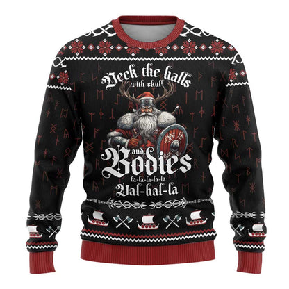 Funny Viking Christmas Ugly Christmas Sweater Falalalala Valhalla LT05 - Wonder Print Shop