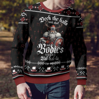 Funny Viking Christmas Ugly Christmas Sweater Falalalala Valhalla LT05 - Wonder Print Shop