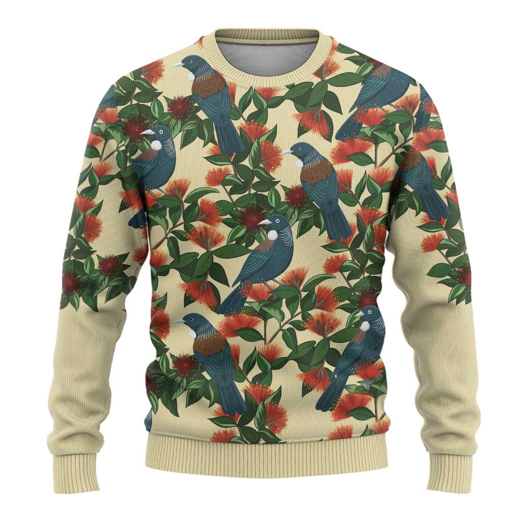 Christmas Ugly Christmas Sweater Romantic Tui Birds on Pohutukawa