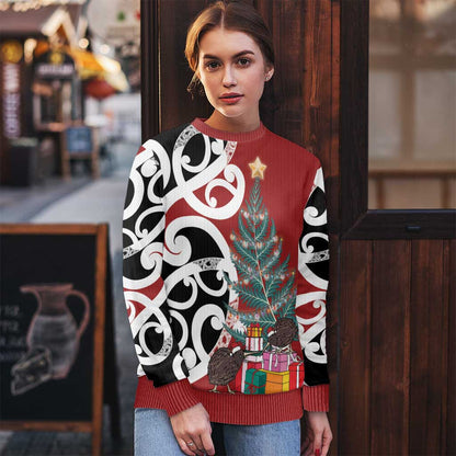 Silver Fern Christmas Tree Ugly Christmas Sweater Meri Kirihimete