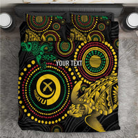 Vanuatu Personalized Aboriginal Arts Bedding Set Turtle and Iguana Special - Polynesian Pride