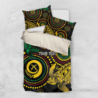 Vanuatu Personalized Aboriginal Arts Bedding Set Turtle and Iguana Special - Polynesian Pride