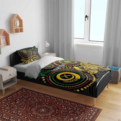 Vanuatu Personalized Aboriginal Arts Bedding Set Turtle and Iguana Special - Polynesian Pride