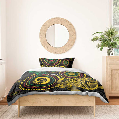 Vanuatu Personalized Aboriginal Arts Bedding Set Turtle and Iguana Special - Polynesian Pride