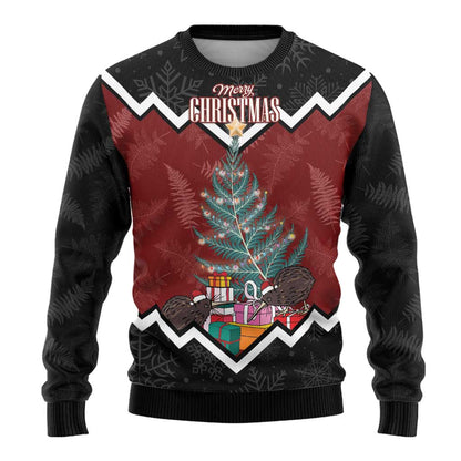 Christmas Ugly Christmas Sweater Xmas Fern and Kiwi Birds
