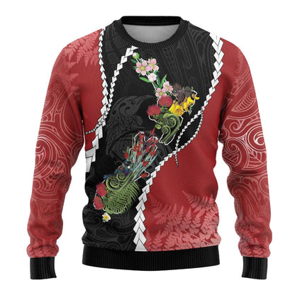 Christmas Ugly Christmas Sweater Flora Map with Birds