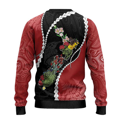 Christmas Ugly Christmas Sweater Flora Map with Birds