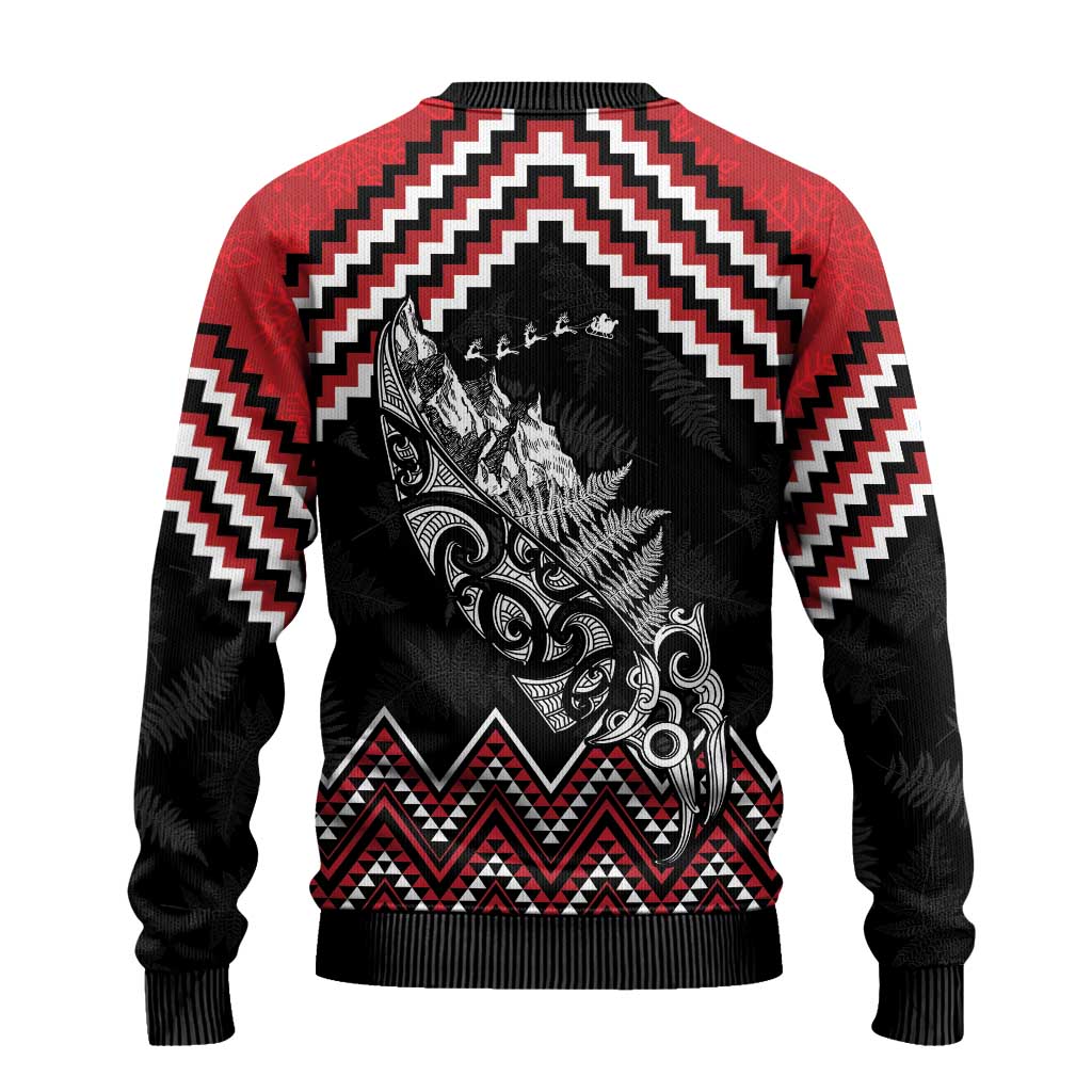 Christmas Taniko Poutama Ugly Christmas Sweater Mountainscape Maori Fern