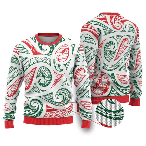 Kowhaiwhai Christmas Ugly Christmas Sweater Traditional Maori Koru Pattern