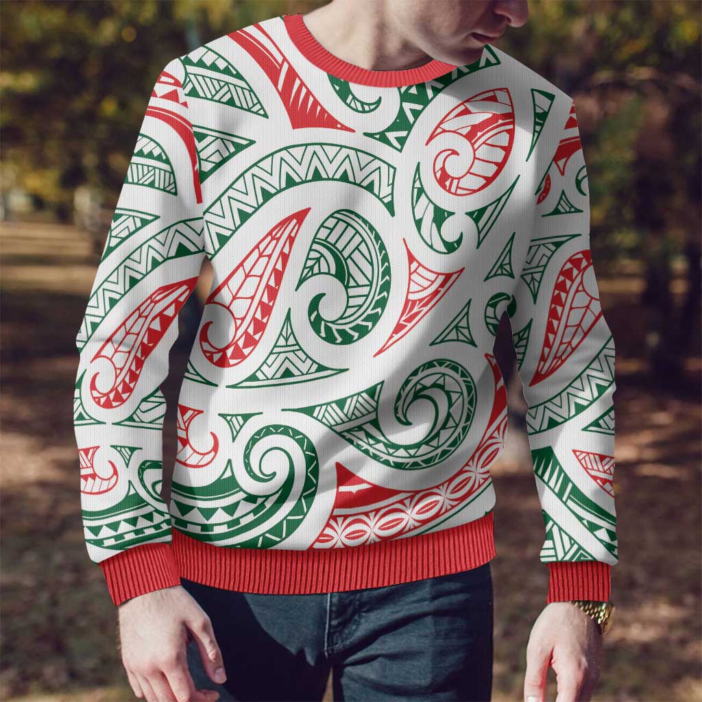 Kowhaiwhai Christmas Ugly Christmas Sweater Traditional Maori Koru Pattern