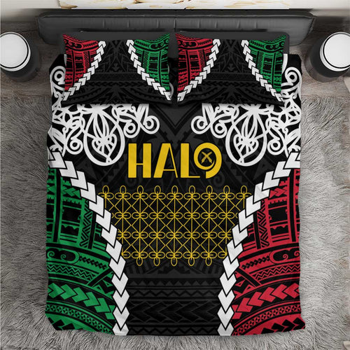 Halo Vanuatu Pride Bedding Set Vanuatuan Sand Drawing Pattern