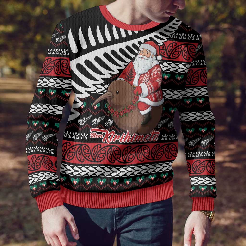 Kiwi Santa Christmas Ugly Christmas Sweater He Wairua Kirihimete