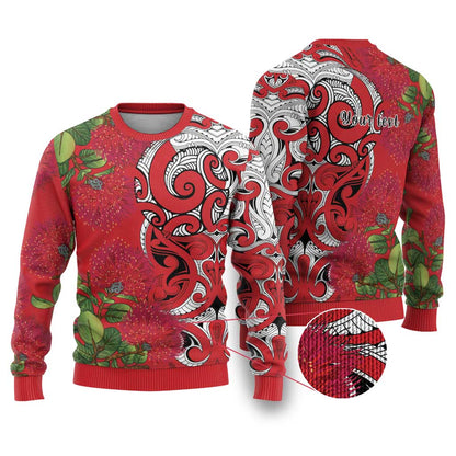 Koru Pohutukawa Ugly Christmas Sweater Meri Kirihimete Aroha for Christmas
