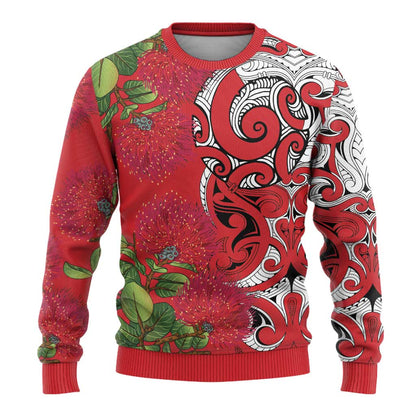 Koru Pohutukawa Ugly Christmas Sweater Meri Kirihimete Aroha for Christmas
