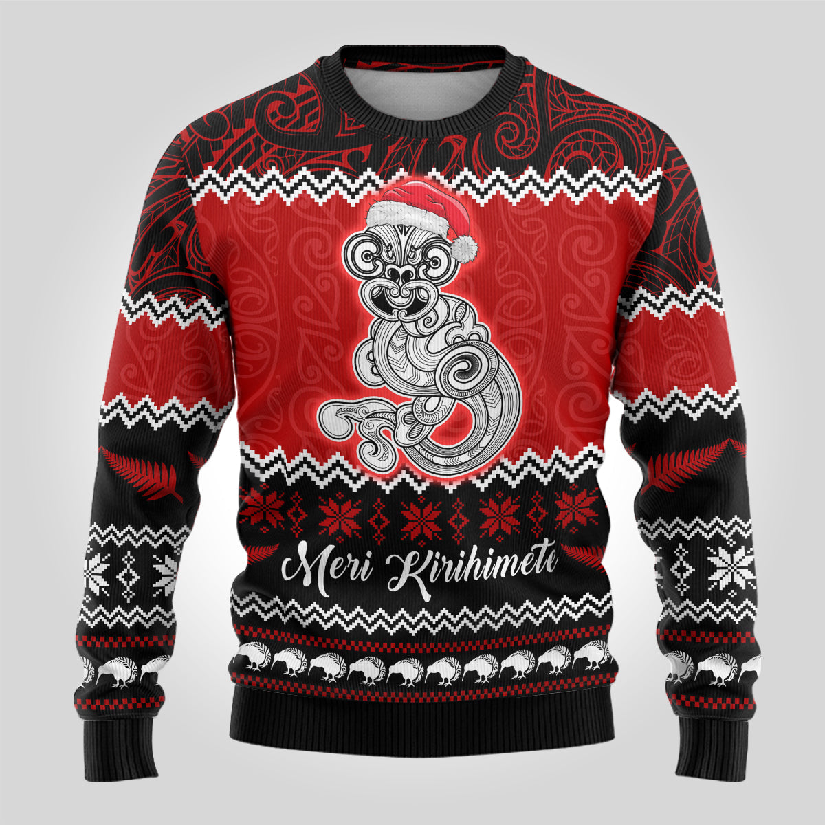 Christmas Ugly Christmas Sweater Maori Tiki Meri Kirihimete