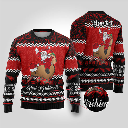 Christmas Ugly Christmas Sweater Kiwi Santa Claus Maori Meri Kirihimete