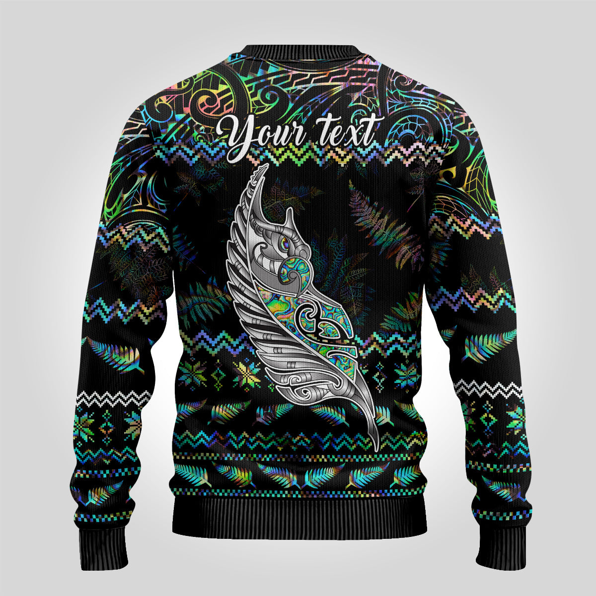 Christmas Ugly Christmas Sweater Maori Fern Manaia Meri Kirihimete with Papaua Shell