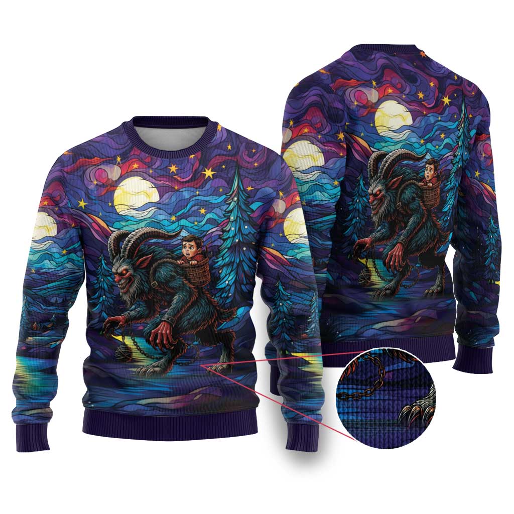 Stained Glass Krampus Ugly Christmas Sweater Gothic Christmas Myth - Wonder Print Shop