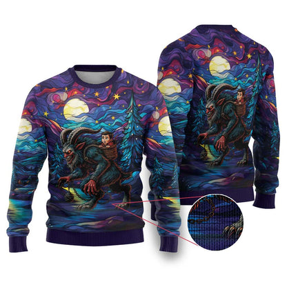 Stained Glass Krampus Ugly Christmas Sweater Gothic Christmas Myth - Wonder Print Shop